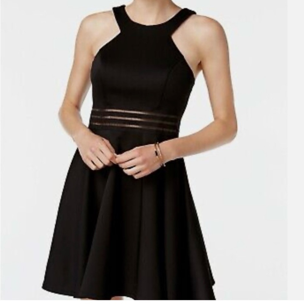 Black Sleeveless Halter Skater Dress